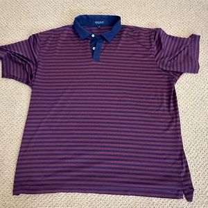 Peter Millar Crown Crafted XXL Performance Jersey Polo. Maroon with navy stripe